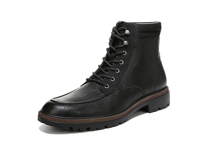 Dr Scholl's Grayton Black Synthetic Lace Up Rounded Toe Lugged Sole Ankle Boots (Black Synthetic, 13)